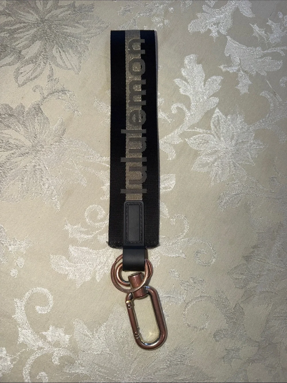 lululemon athletica Black Webbing Key Strap with Rose Gold Hardware